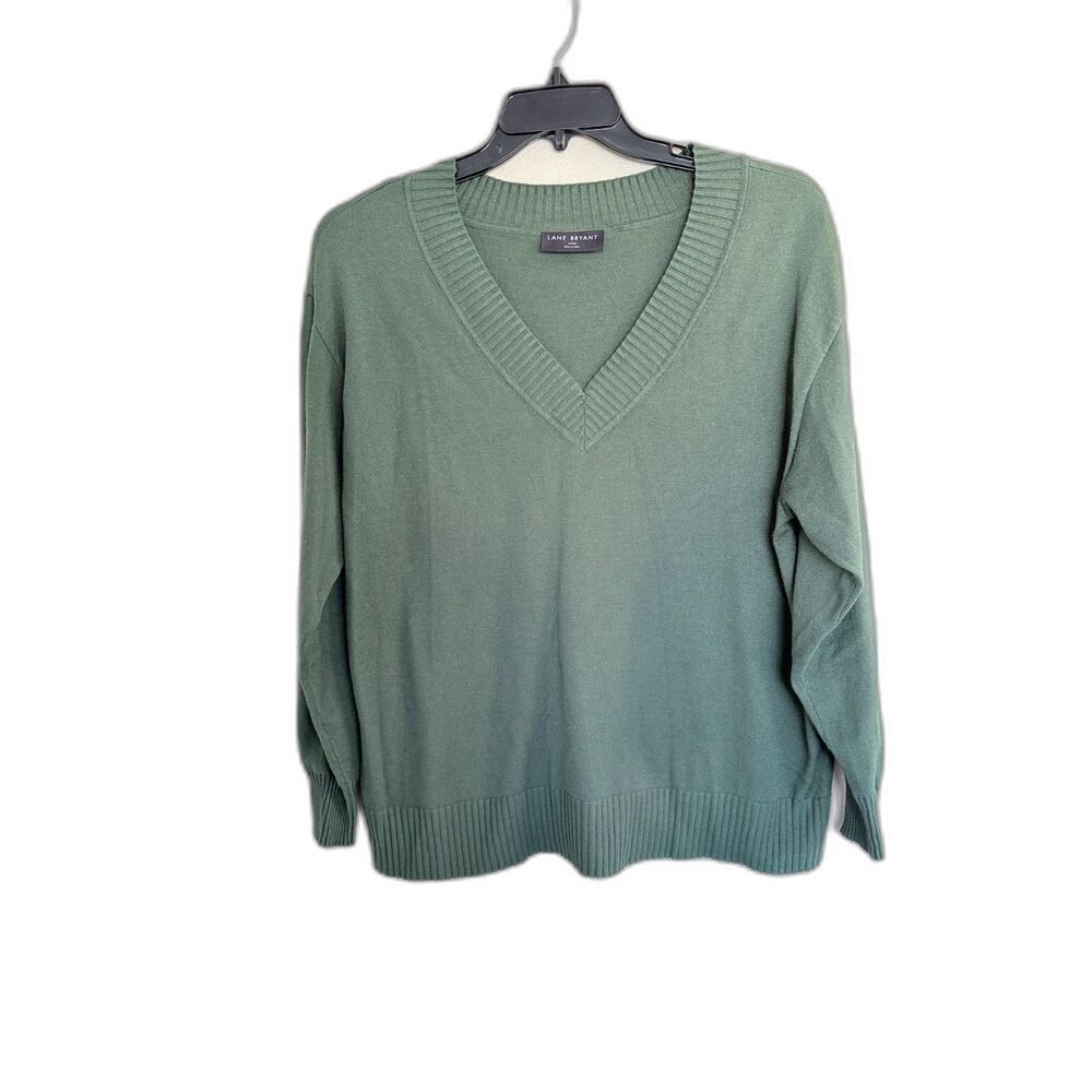 Lane‎ Bryant Dark Green Ribbed Knit Pullover Sweater - Size 18/20
